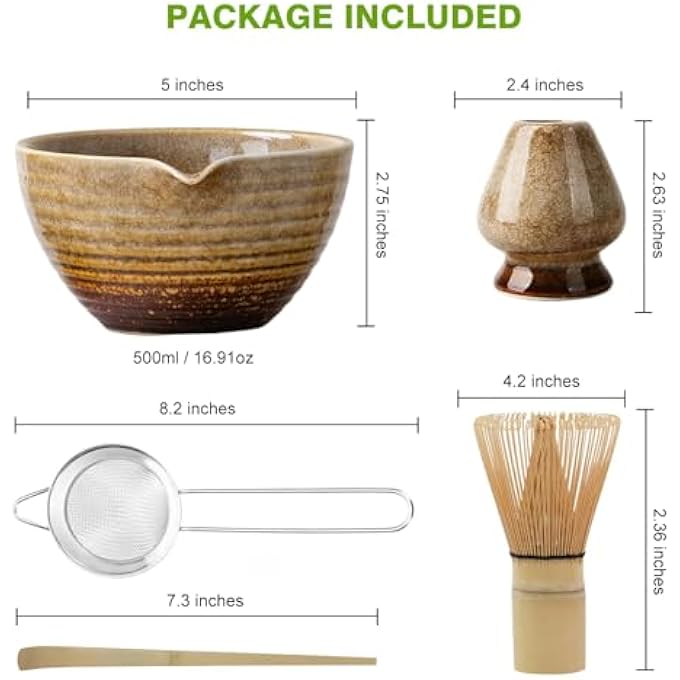 STORICANS Premium Matcha Tea Set With Bamboo Whisk Ceramic Bowl Scoop  Holder 5 Pcs Matcha Making Kit For Traditional Japanese Tea Ceremony Matcha Gift Set For Beginners And Enthusiasts Matte - Image 3