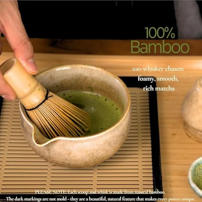 STORICANS Premium Matcha Tea Set With Bamboo Whisk Ceramic Bowl Scoop  Holder 5 Pcs Matcha Making Kit For Traditional Japanese Tea Ceremony Matcha Gift Set For Beginners And Enthusiasts Matte - Image 5