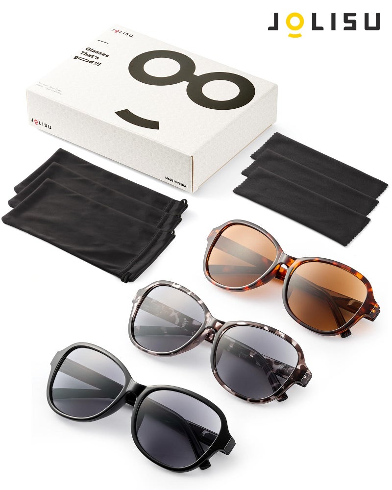 JOLISU 3 Pack Reading Sunglasses for Women, Sun Readers Glasses Spring Hinge Outdoor Sunglasses With UV400 Protection(2.00) - Image 5
