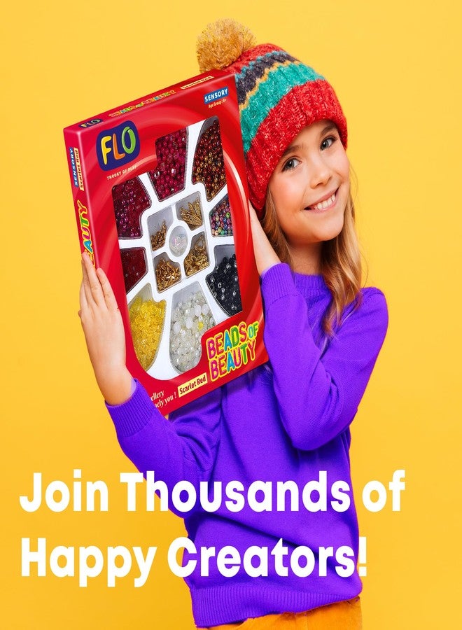 فلو مجموعة صنع المجوهرات FLO DIY للبنات - خرز الجمال باللون الأحمر القرمزي | مجموعة صنع الأساور والقلائد والأقراط مع الخرز والتعليقات والخيوط والأدوات | مجموعة هدايا للأطفال والمراهقين والمبتدئين - Image 5