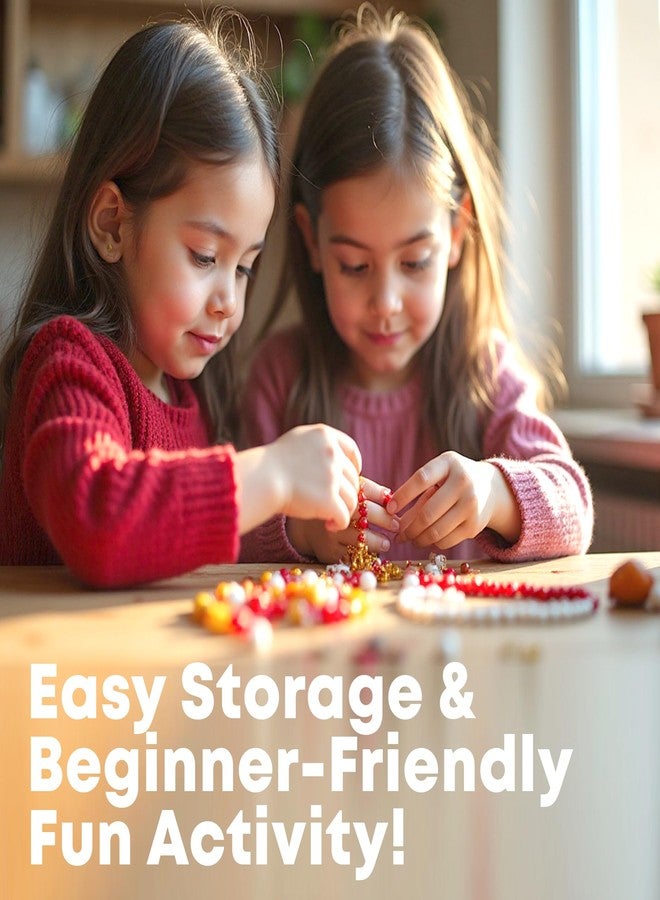 فلو مجموعة صنع المجوهرات FLO DIY للبنات - خرز الجمال باللون الأحمر القرمزي | مجموعة صنع الأساور والقلائد والأقراط مع الخرز والتعليقات والخيوط والأدوات | مجموعة هدايا للأطفال والمراهقين والمبتدئين - Image 3