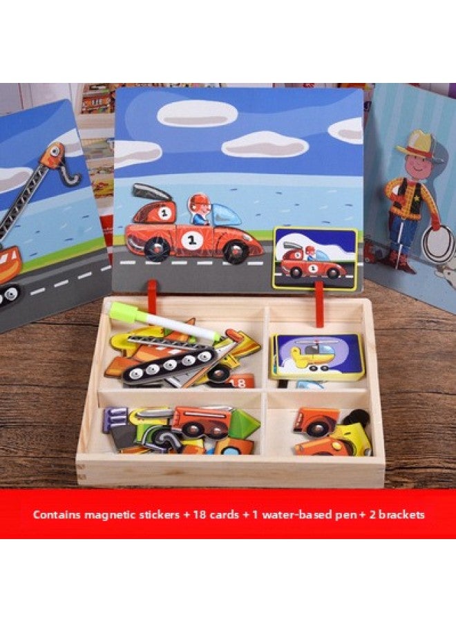 شخصية ذكاء الأطفال خمسة الأبعاد لعبة ألغاز مغناطيسية لوحة رسم التعليم المبكر لعبة ألغاز الوالدين والطفل بالجملة-اللون: مركبة - Image 1