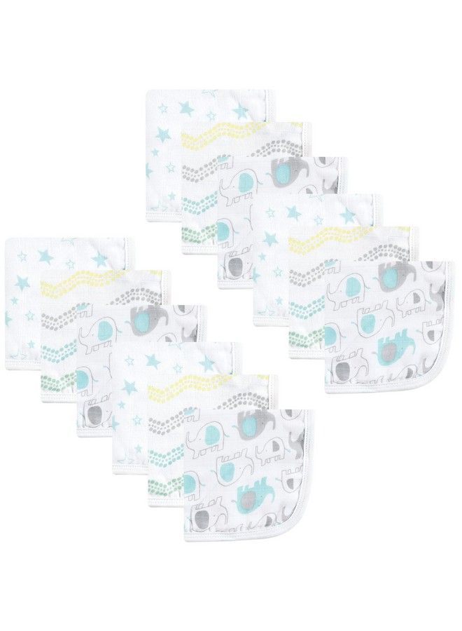 Luvable Friends Unisex Baby Muslin Washcloths Basic Elephant One Size  - Image 1