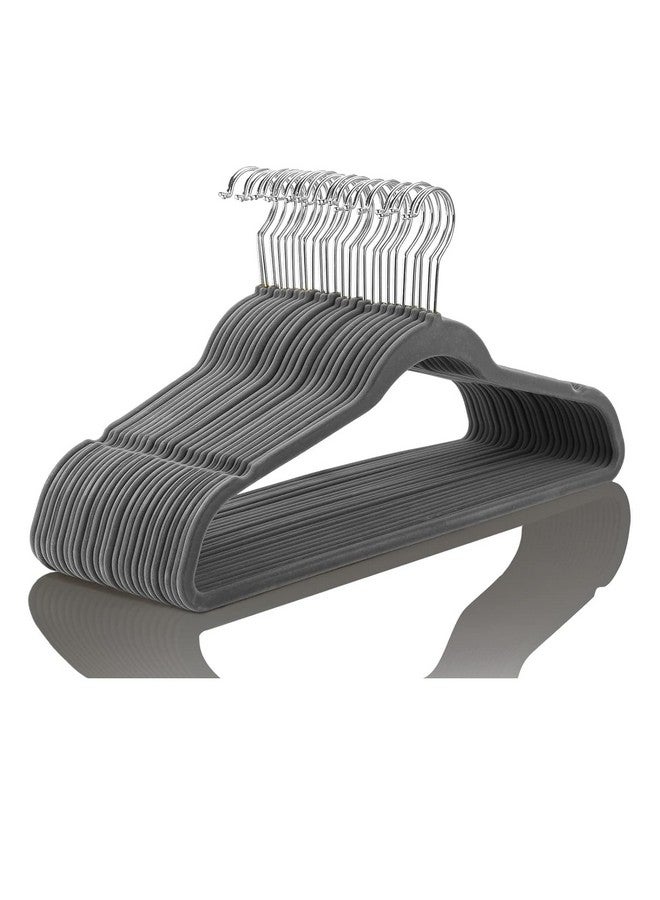 ARLICORPING ARLICORPING Velvet Non-Slip Hangers - Premium Suit Hangers, Ultra Thin, Space Saving, 360 Degree Swivel Hook, Grey Velvet (40)  - Image 1