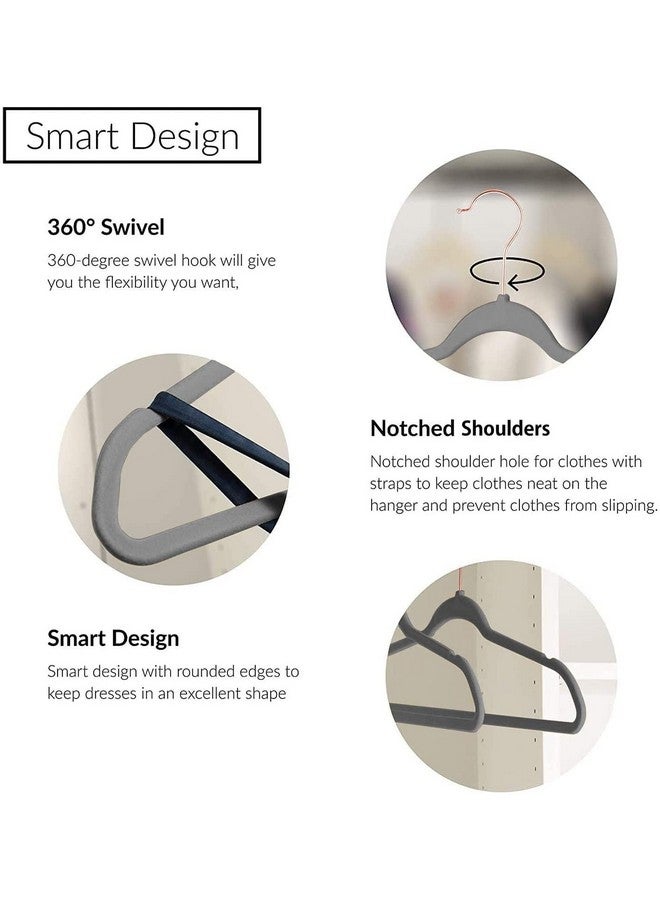 ARLICORPING ARLICORPING Velvet Non-Slip Hangers - Premium Suit Hangers, Ultra Thin, Space Saving, 360 Degree Swivel Hook, Grey Velvet (40)  - Image 3