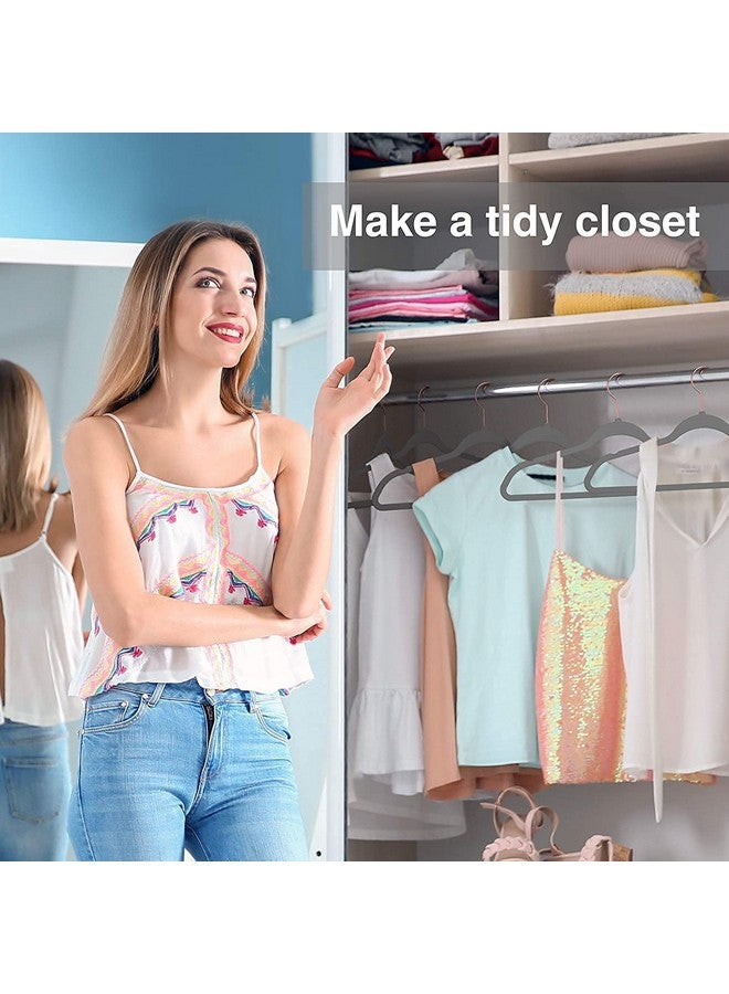 ARLICORPING ARLICORPING Velvet Non-Slip Hangers - Premium Suit Hangers, Ultra Thin, Space Saving, 360 Degree Swivel Hook, Grey Velvet (40)  - Image 5