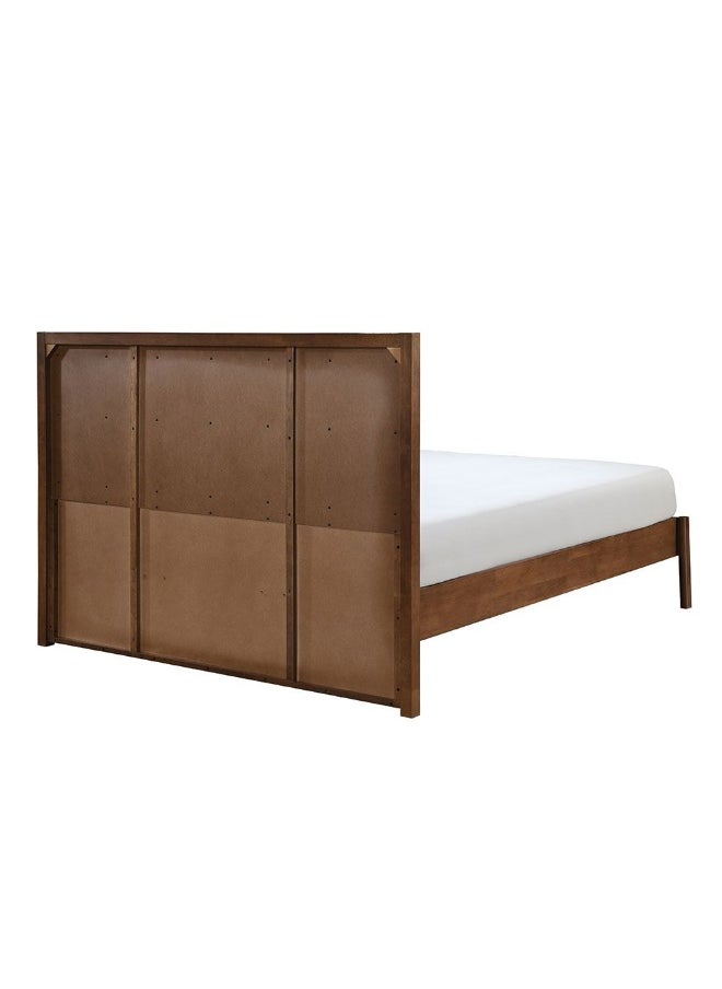 DANUBE HOME Derby Daisy 160X200 Solid Wood Queen Bed With Upholstered Headboard Modern Design Wooden Double Bed Frame Furniture Comfortable Bed (Mattress Not Included) L209Xw183Xh120Cm-Brown+Beige  - Image 2