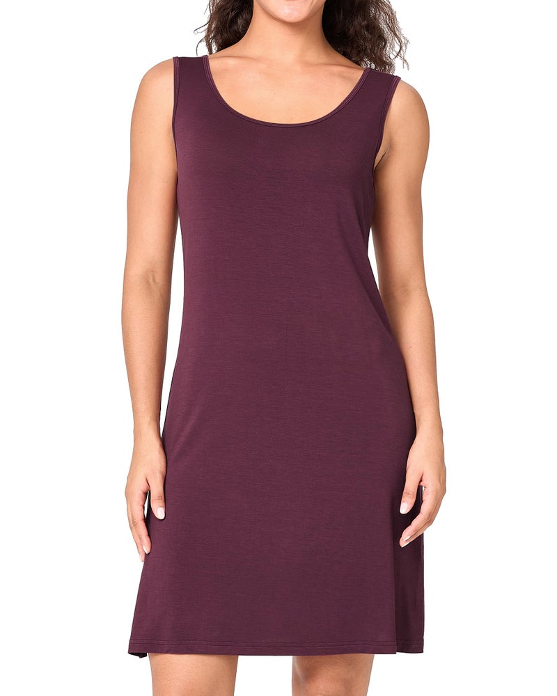 BAMBOO COOL Womenâ€™s Sleeveless Nightgown Soft Lightweight Nightshirts Sleep Dress Wide Strap Summer Sleepshirt Mulberry - Image 1