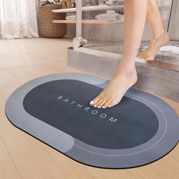 1 PC RUBBER BATH MATANTISKID WATER SOAKING BATHROOM RUG DOORFLOOR MAT SOFT QUICK DRY WATER ABSORBENT MAT FOR HOME OFFICE 40X60CMGREY