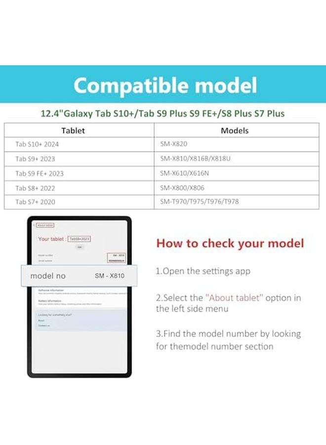 Procases Rugged Case For 12.4" Galaxy Tab S10 Plus 2024 Tab S9 Plus 2023 S9 Fe Plus S8 Plus 2022 S7 Fe 2021 S7 Plus 2020 With S Pen Holder Heavy Duty Shockproof Protective Cover With Hand Strap Navy - Image 2
