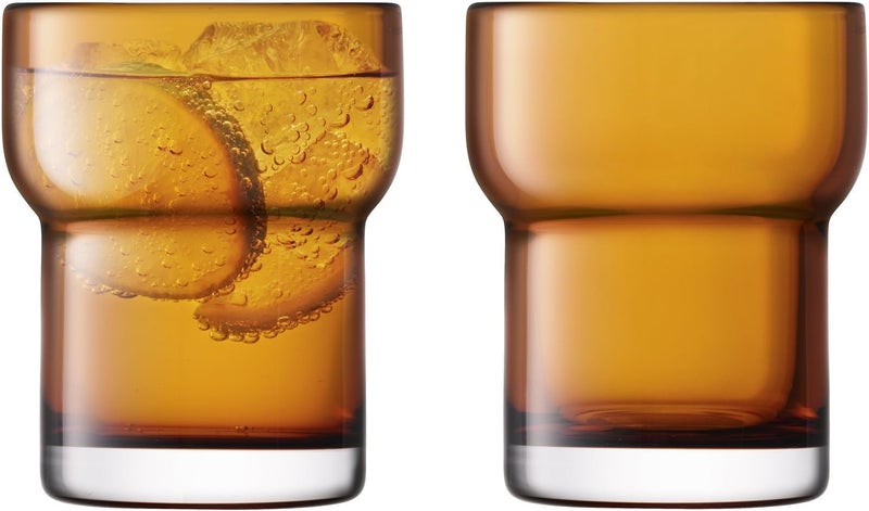 LSA Utility Highball Glass 300ml Amber Set of 2 Elegant Glasses - Image 1