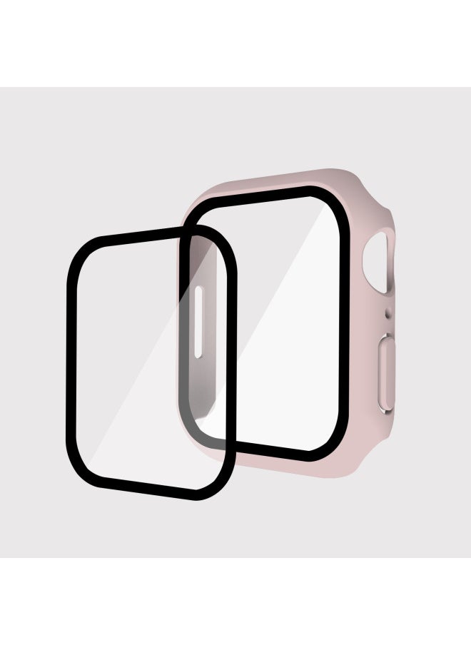 Generic - Suitable For Iwatch9 Watch Protective Shell PC Hard Shell Tempered Film Integrated Protective Cover 8/7/6 For Apple Watch Case-Color:Pink-Exterior Dimension:41mm(7 Generations With Keys) - Image 1