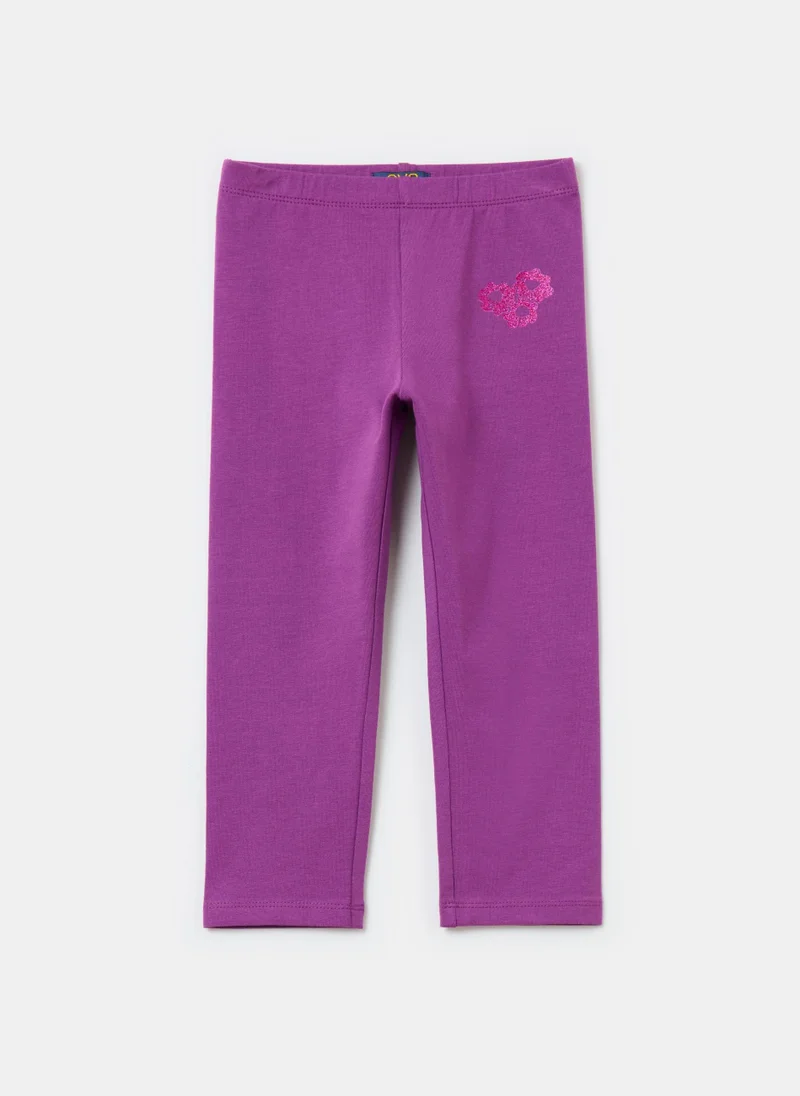 او في اس Three-Quarter Leggings With Glitter