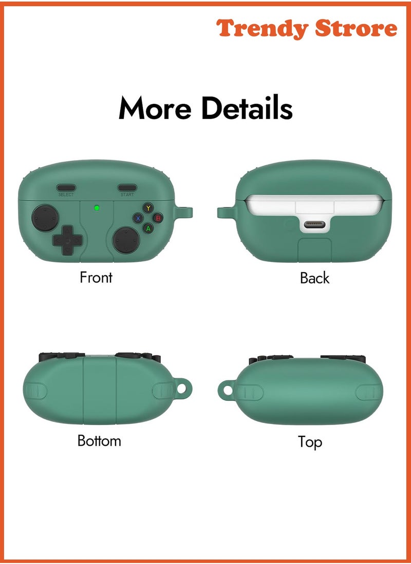 Generic - For Sony WF-1000XM5 Case Cover with Carabiner, 3D Game Console Silicone Design, Shockproof Protective Case (Dark Green) - Image 1