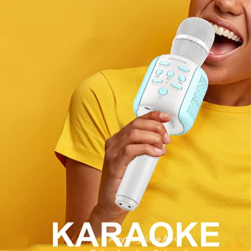 VRJTEC Wireless Bluetooth Karaoke Microphone | Portable Handheld Multi-Function Mic with HiFi Speaker | Ideal for Singing, Kids, Speech & Compatible with All Smartphones (Blue) - Image 3