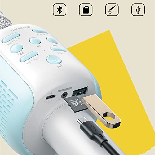 VRJTEC Wireless Bluetooth Karaoke Microphone | Portable Handheld Multi-Function Mic with HiFi Speaker | Ideal for Singing, Kids, Speech & Compatible with All Smartphones (Blue) - Image 4