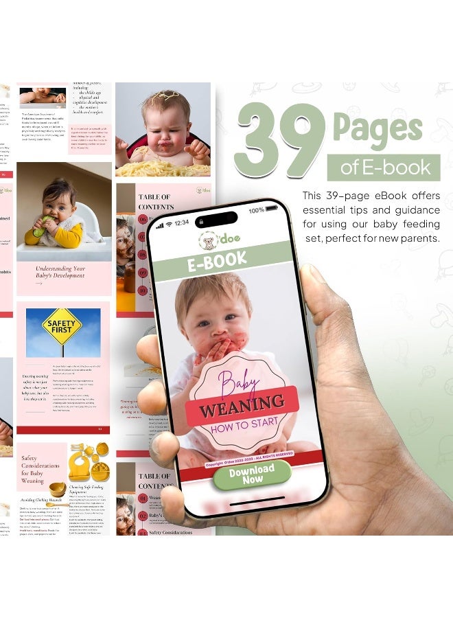 O'doe 17-Pcs Silicone Baby Feeding Set â€“ Baby Led Weaning Supplies With Suction Plates For Toddlers, Baby Plates and Bowls Set (Green, V2) - Image 5