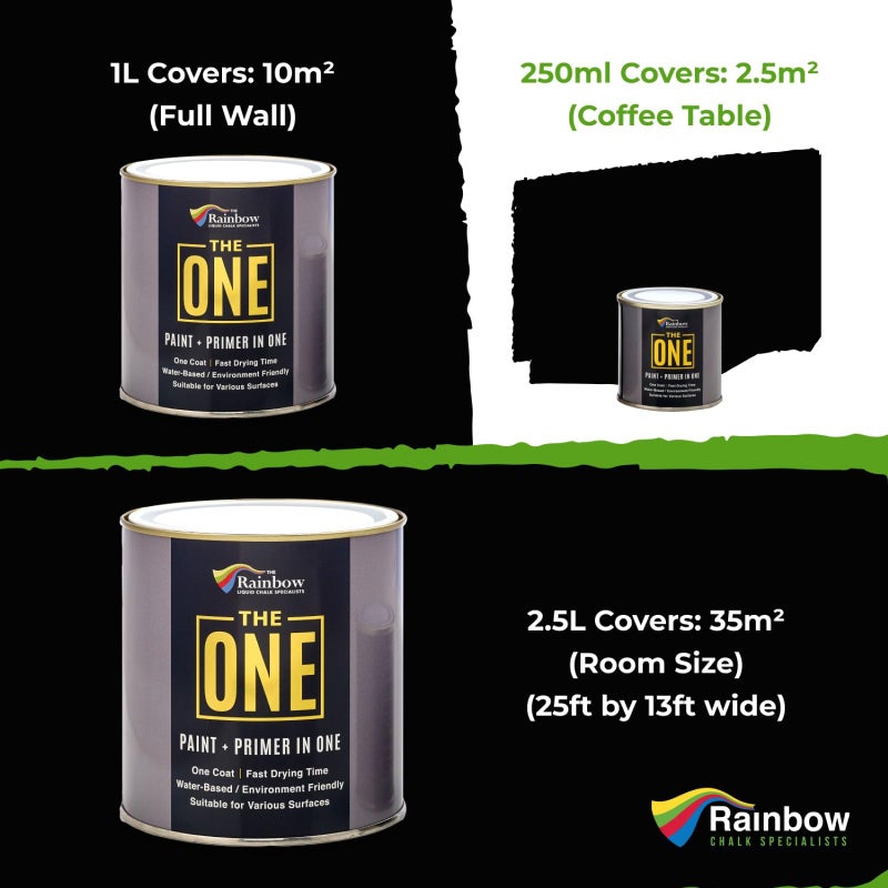 THE ONE All-In-One Paint & Primer - Black Satin, 8.5 Fl Oz/250ml Sample | 1 Coat Formula | Easy Indoor & Outdoor Decorating for Home & Garden Walls, Floors & Furniture | Water-Based & Low VOC - Image 3