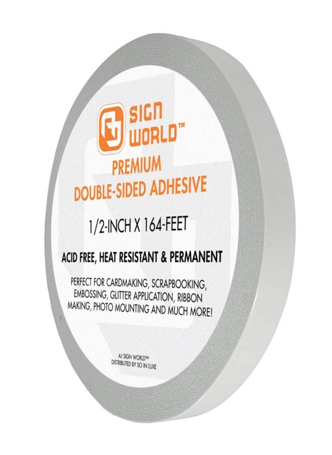 AJ Sign World - Best 1/2" Ultra Thin Permanent Double Sided Tape For Arts Crafts Photography Scrapbooking Tear By Hand Paper Backing (1/2 Inch By 164 Feet/55 Yards) - Image 1