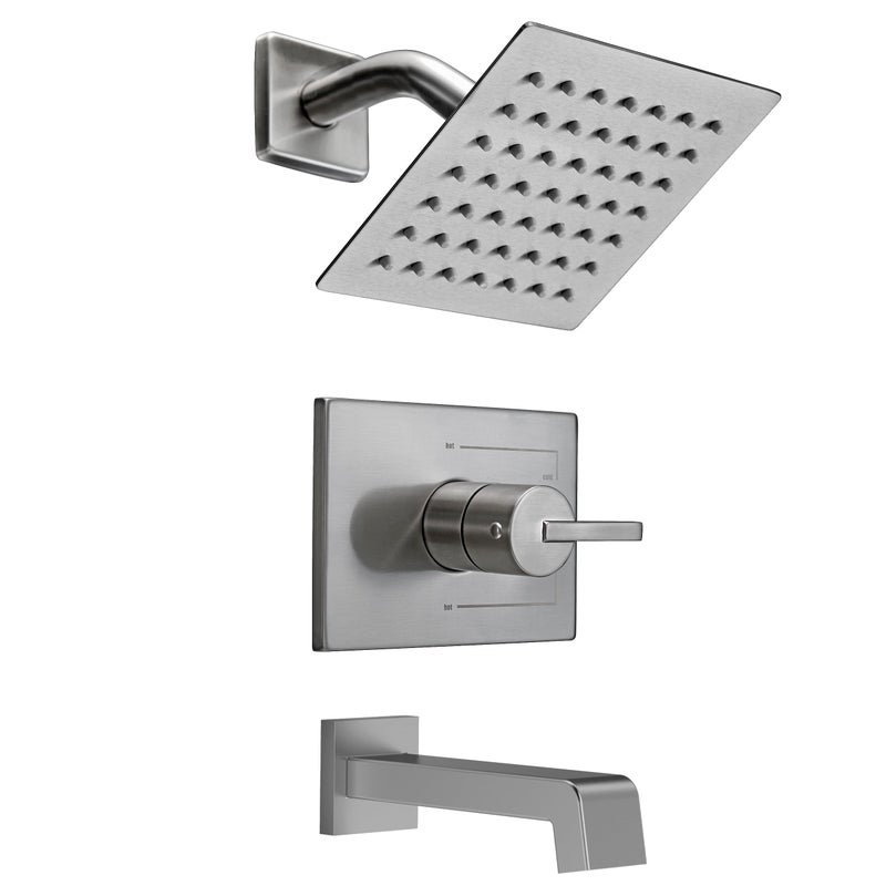 SOOOHOT Bathtub Shower Systems, Tub and Shower Faucet Set Combo with 6 Inch Brushed Nickel Shower Faucet Set, Shower Tub Faucets Sets Complete (Valve Included) - Image 1