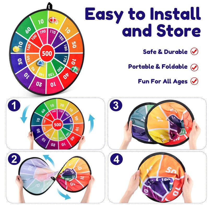 Hungdao 3 Sets Carnival Games Combo Set, Dart Board with Balls Plastic Cones Ring Bean Bags Toss Game for Boys Girls Adults Family Birthday Yard Indoor Outdoor(Classic Style) - Image 3