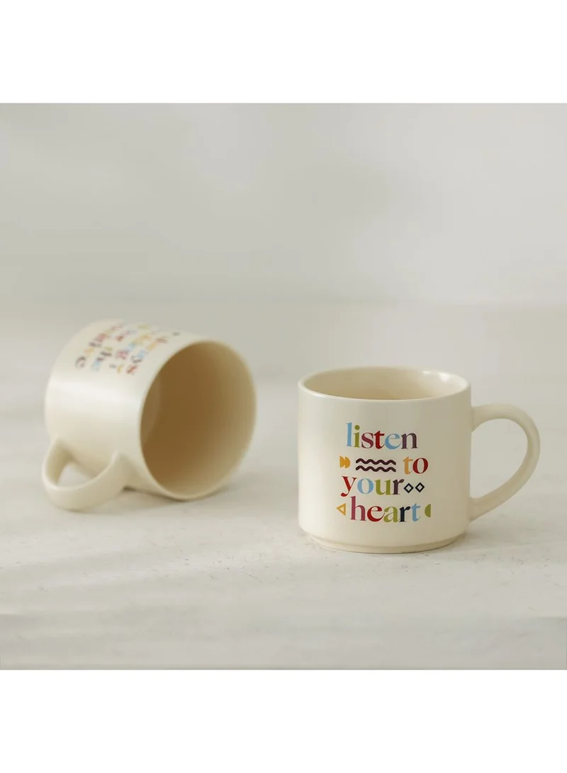 DANUBE HOME Danube Essential 2-Piece New Bone China Mug Set Pink ,Beige 470Ml