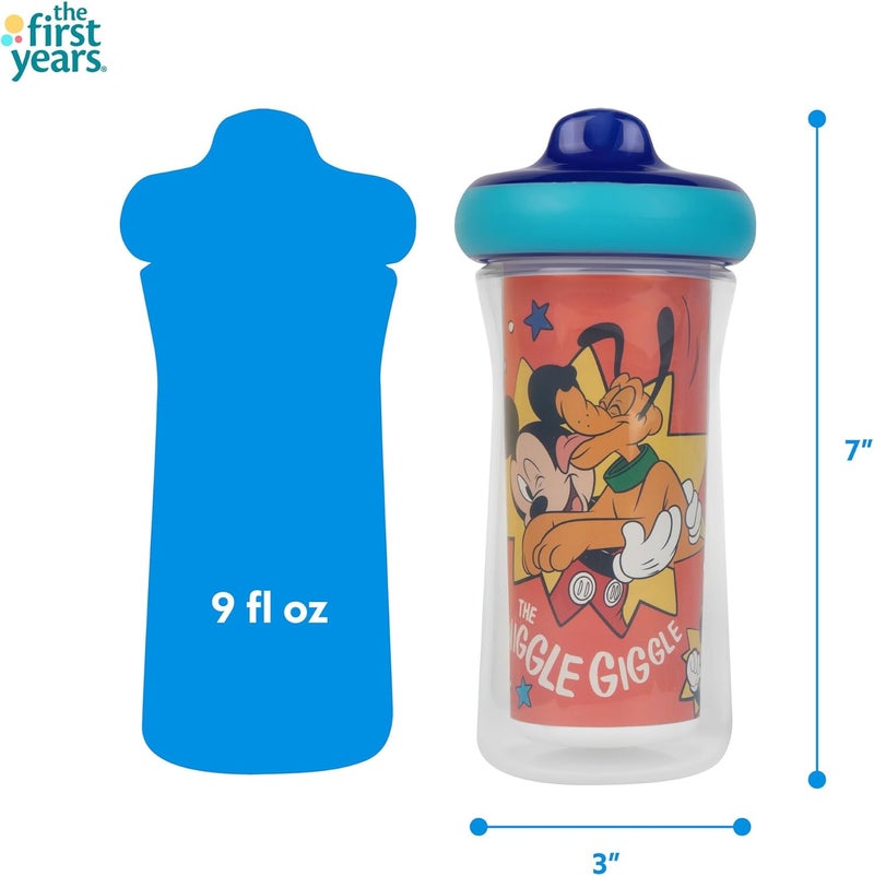 the FIRST years The First-Year Disney Mickey Insulated Baby Sippy Cup 9 Oz, Spill & Leak Proof Bottle for Babies, Break Resistance Sippy Cup Lid, BPA Free, Perfect for Kids above 12 Months, Pack of 2 - Image 2