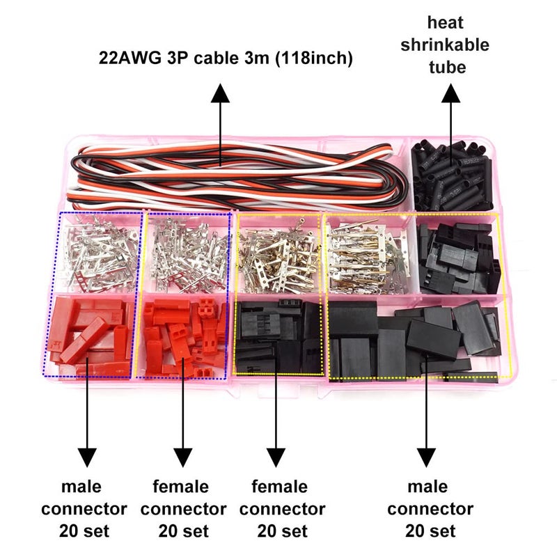 elechawk 40 Sets Servo Plug Male Female Connector Crimp Pin Cable Kit Compatible JST SYP Futaba for Hitec Spektrum RC - Image 2