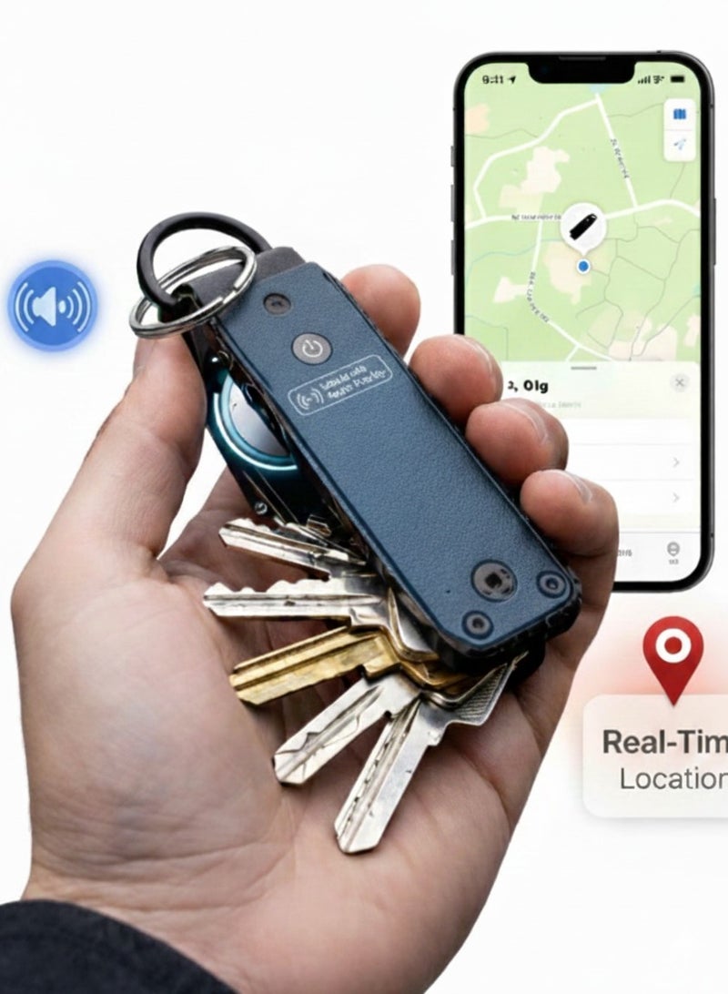 منظم مفاتيح ذكي مع تتبع الموقع، سلسلة مفاتيح متعددة الاستخدامات لمنع فقدان مفاتيح السيارة، تتبع الأصول عبر Apple Find My، منظم مفاتيح مدمج بتصميم فاخر يستوعب حتى 6 مفاتيح - Image 2