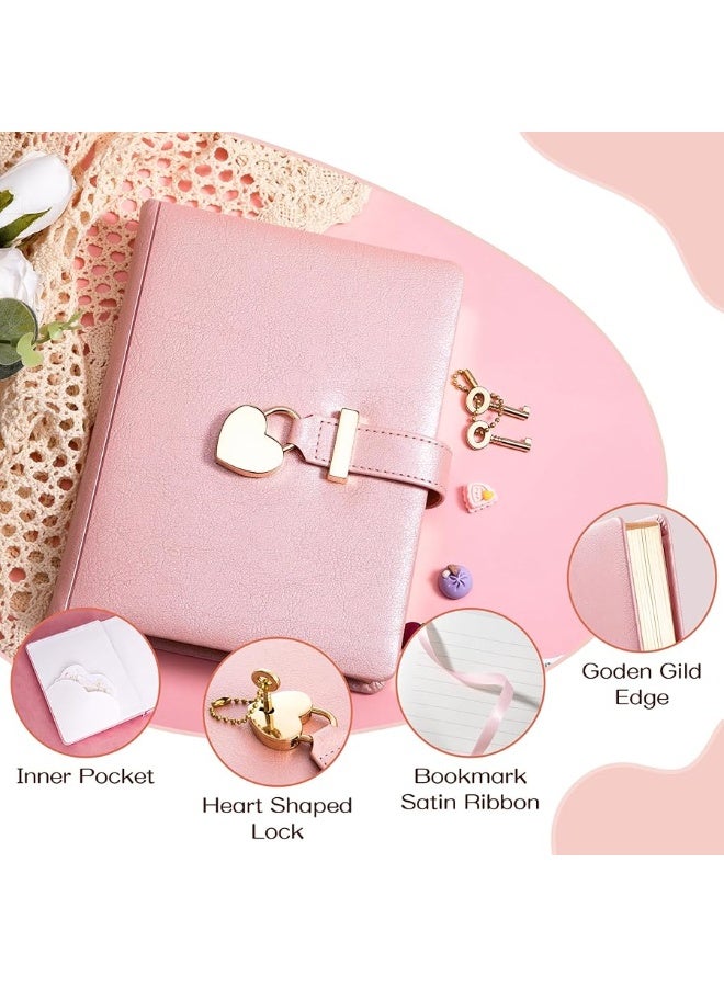 CAGIE Diary with Lock and Key for Girls ages 8-12, Lock Diary for Girls with Gift Box, 296 Gold Edged Pages, Heart-Shaped Locked Journal for Women, 5.3 x 7 Inch - Image 3