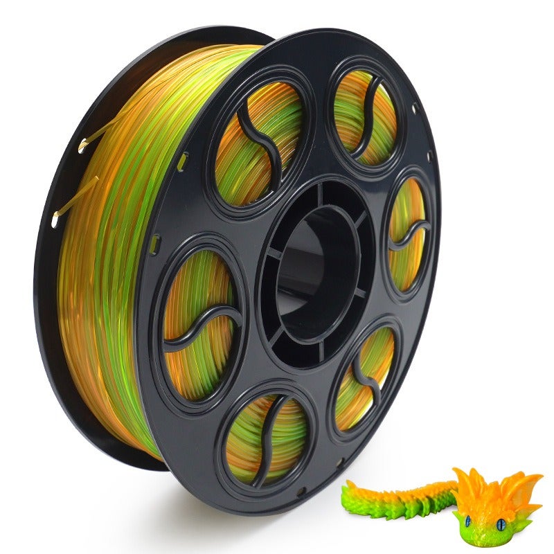 PLA Silk 3D Printer Filament 1KG, Transparent Gradient Crystal Finish, 1.75mm, 330m Spool, Compatible with Bambu Lab and Creality Printers