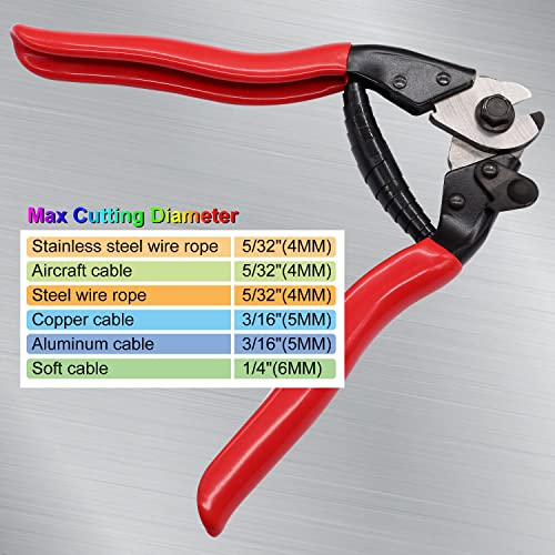 weideer Bike Cable Cutter Heavy Duty Stainless Steel Wire Rope Cutter Up to 5/32" Aircraft Steel Wire Cutter with 8Pcs Bike Cable Cap End Tips for Bicycle Housing Fencing DIY Projects - Image 3