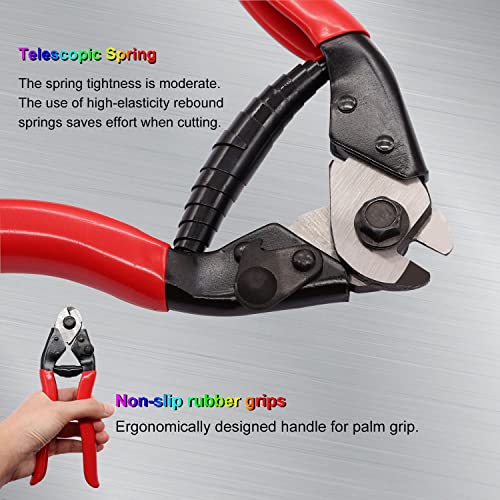 weideer Bike Cable Cutter Heavy Duty Stainless Steel Wire Rope Cutter Up to 5/32" Aircraft Steel Wire Cutter with 8Pcs Bike Cable Cap End Tips for Bicycle Housing Fencing DIY Projects - Image 4