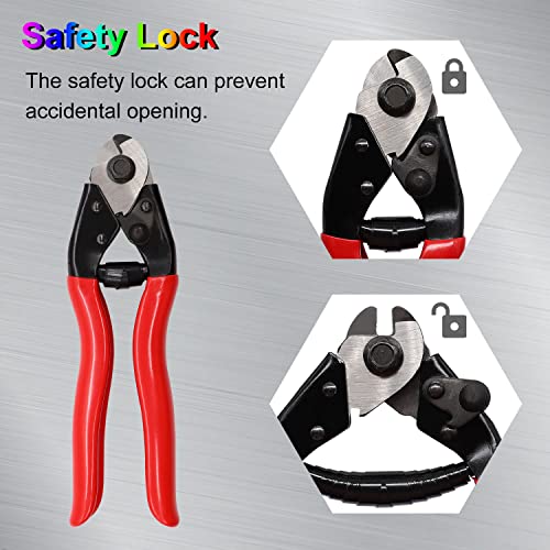 weideer Bike Cable Cutter Heavy Duty Stainless Steel Wire Rope Cutter Up to 5/32" Aircraft Steel Wire Cutter with 8Pcs Bike Cable Cap End Tips for Bicycle Housing Fencing DIY Projects - Image 2