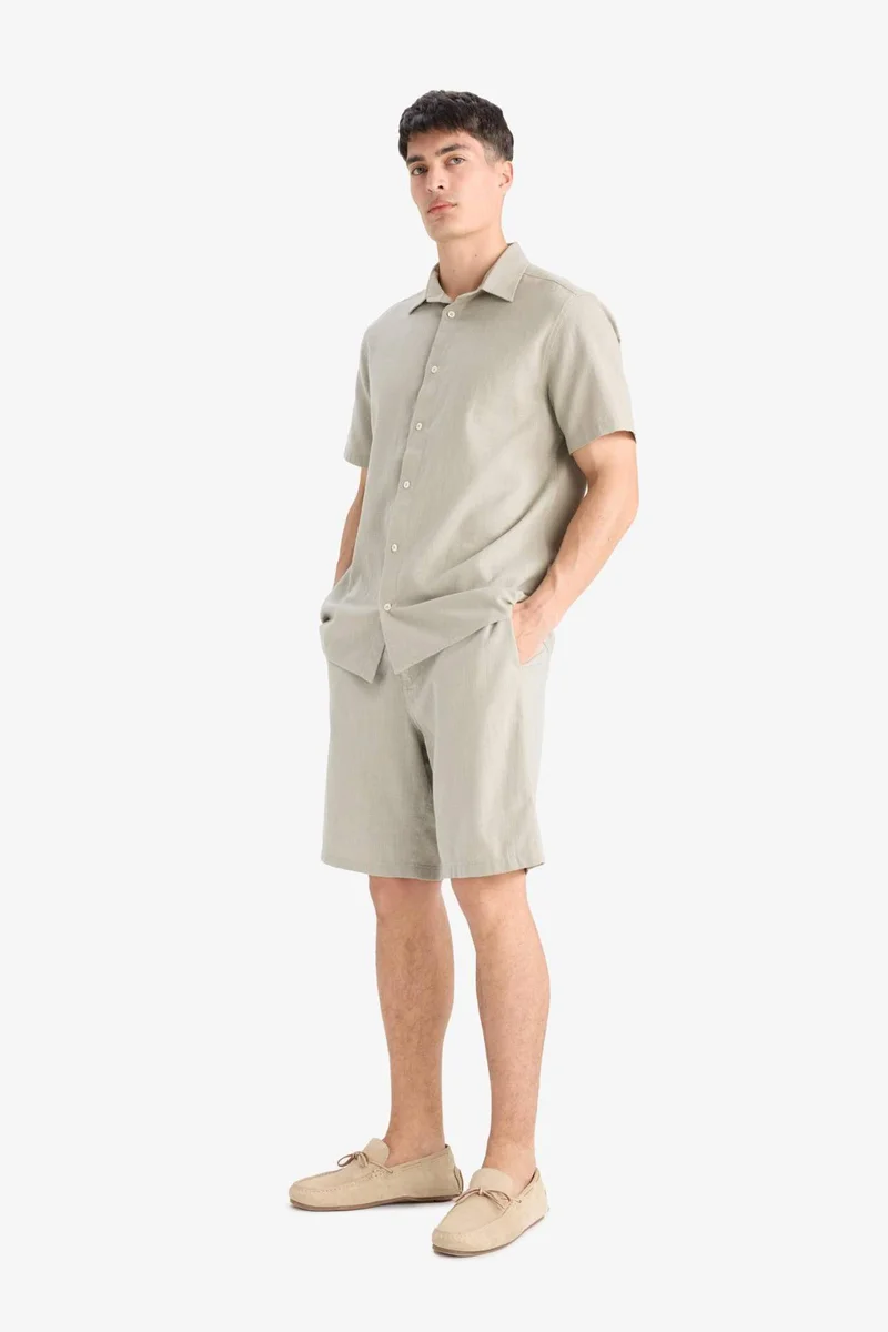 DeFacto Relax Fit Pocketed Linen Look Bermuda Shorts