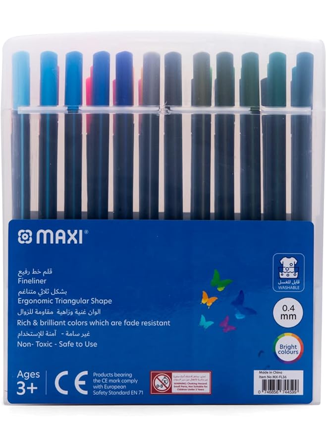 Maxi Mx Fl36 Triangular Fineliner Marker 36 Colour 0.4 Mm Size - Image 4
