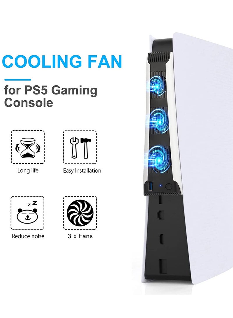 مروحة تبريد USB خارجية لجهاز PS5، مروحة تبريد درجة الحرارة USB خارجية، مروحة تبريد صامتة للتوصيل والتشغيل لقرص سوني بلاي ستيشن 5 والقرص الرقمي - Image 2