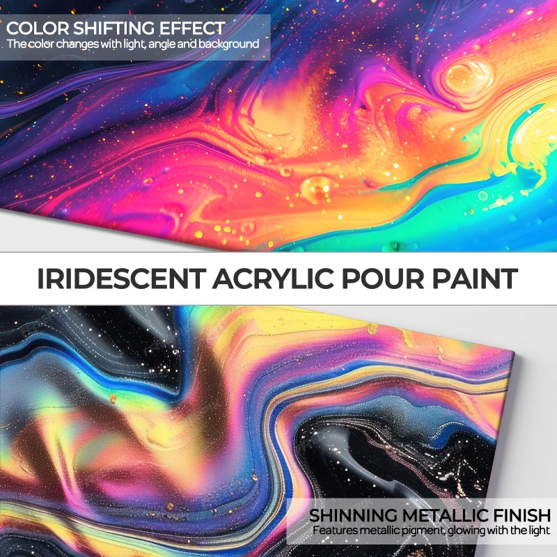 Nicpro 20 Colors Iridescent Metallic Acrylic Pour Paint Supplies Kit, 8.45oz Large Ready to Pour Premixed High Flow Pouring Paint Set with Silicone Pouring Oil, Gloves, Instructions for Beginner DIY - Image 5