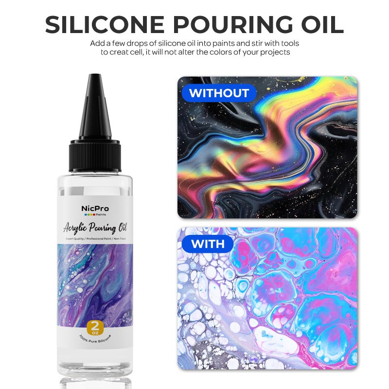 Nicpro 20 Colors Iridescent Metallic Acrylic Pour Paint Supplies Kit, 8.45oz Large Ready to Pour Premixed High Flow Pouring Paint Set with Silicone Pouring Oil, Gloves, Instructions for Beginner DIY - Image 4