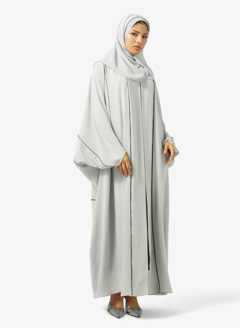 Embellished Loose Fit High Neck Abaya