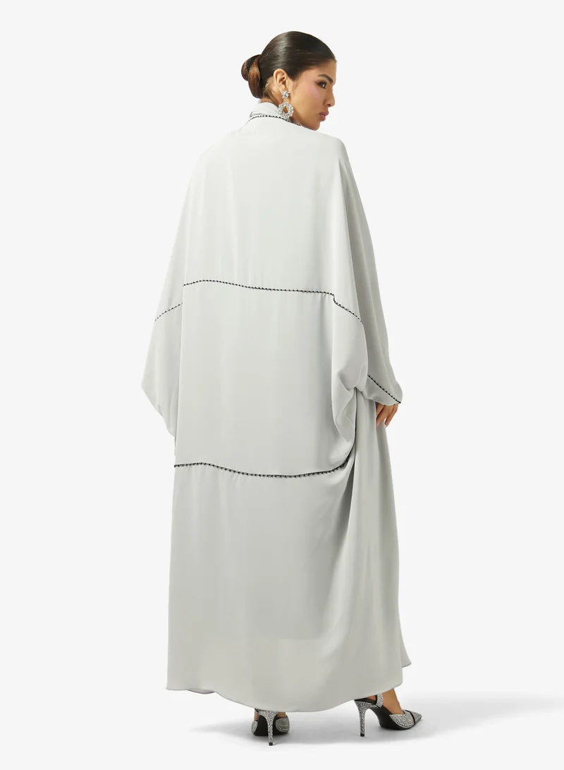 hayas closet  Embellished Loose Fit High Neck Abaya for Women | Best Price UAE