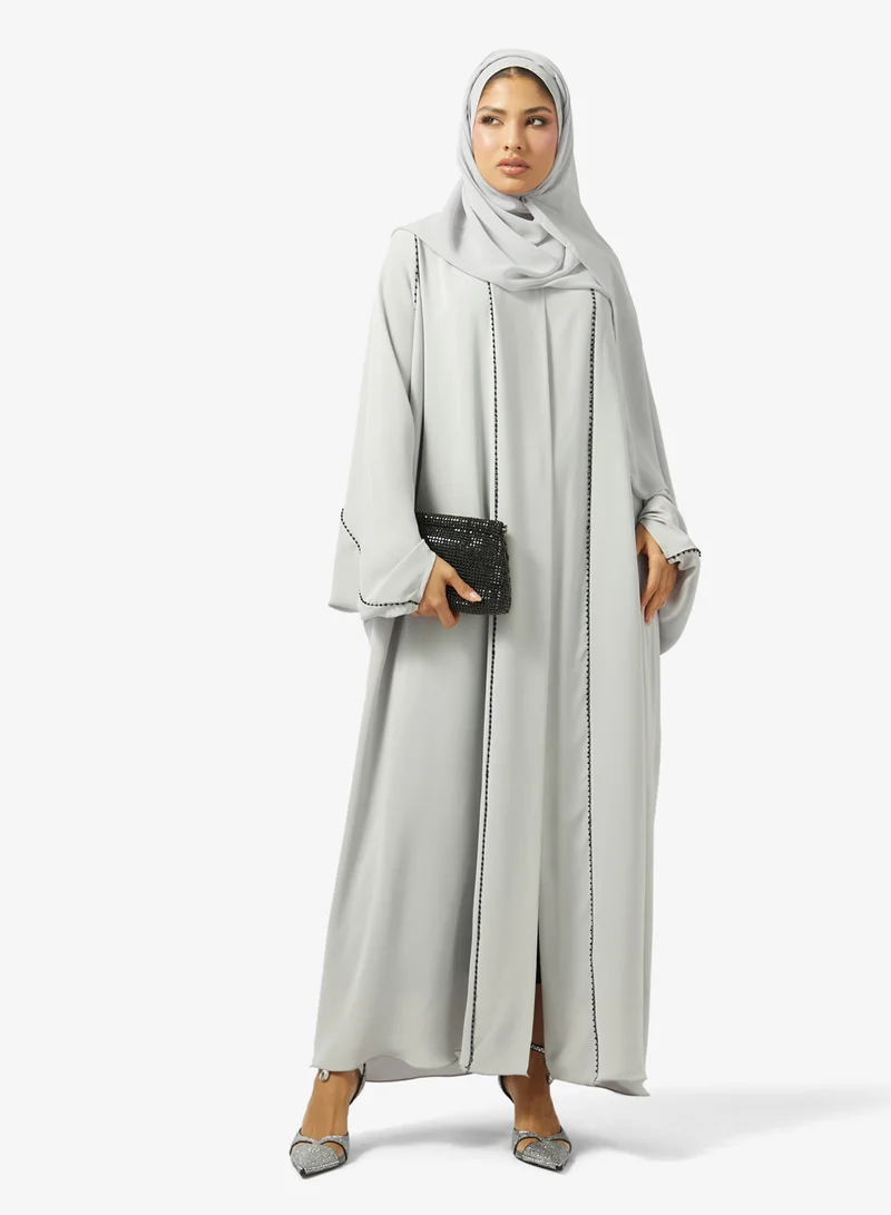hayas closet  Embellished Loose Fit High Neck Abaya for Women | Best Price UAE