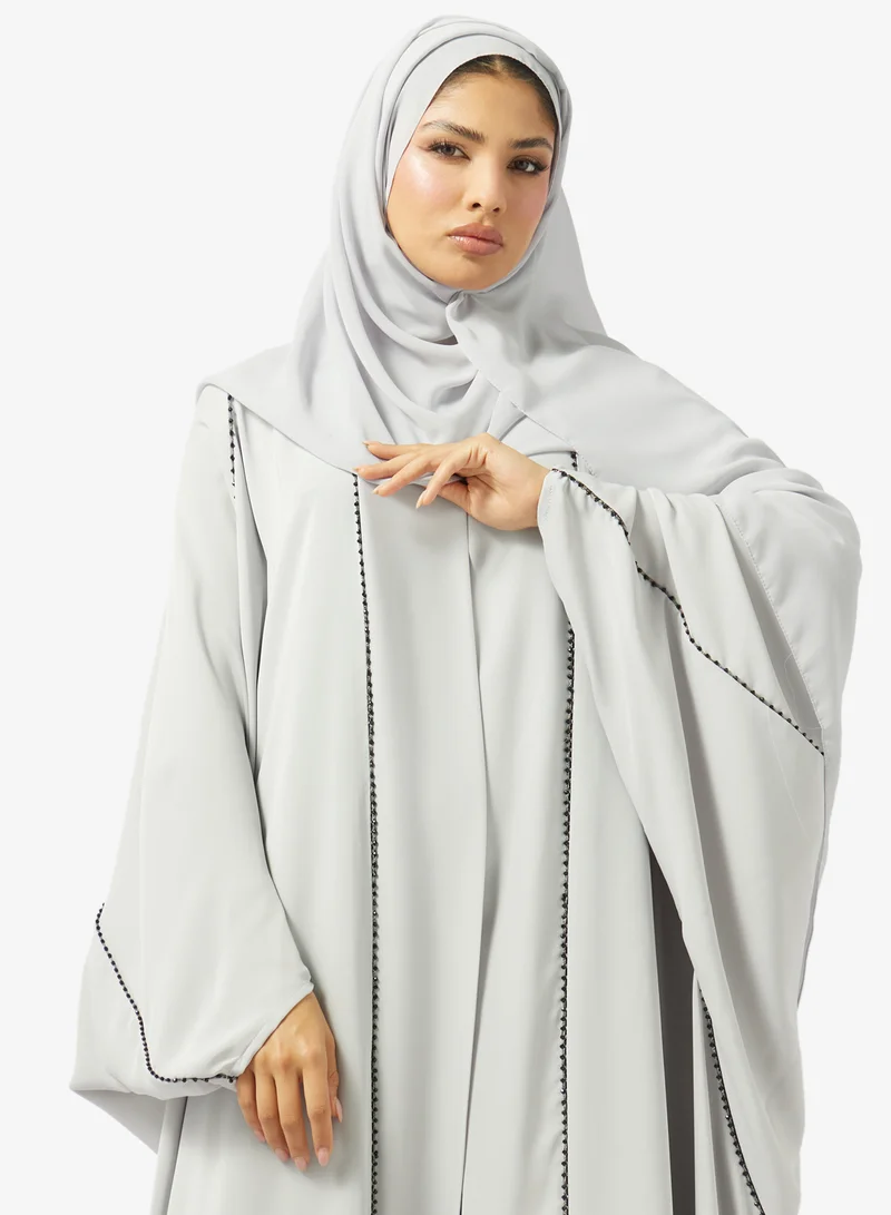 hayas closet  Embellished Loose Fit High Neck Abaya for Women | Best Price UAE