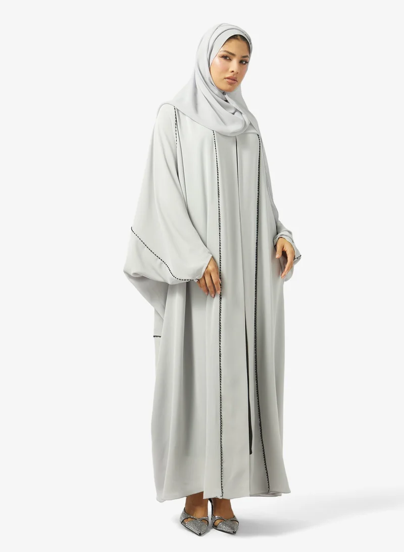 hayas closet Embellished Loose Fit High Neck Abaya