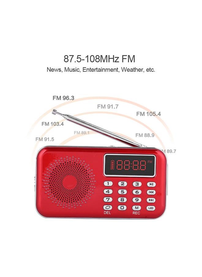 Thoraya - Noise Cancelling FM Radio USB/Storage/AUX Voice Recording MP3 Player Radio with PW Cut Memory ‑ Red - Image 1
