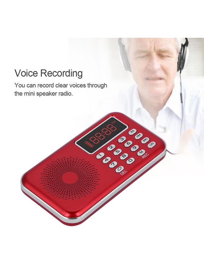 Thoraya - Noise Cancelling FM Radio USB/Storage/AUX Voice Recording MP3 Player Radio with PW Cut Memory ‑ Red - Image 1