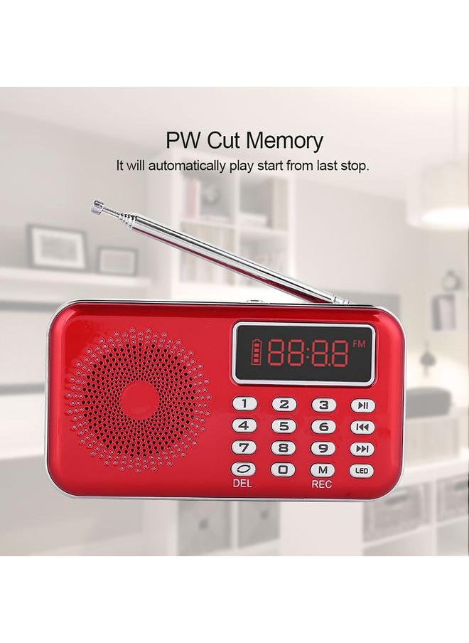 Thoraya - Noise Cancelling FM Radio USB/Storage/AUX Voice Recording MP3 Player Radio with PW Cut Memory ‑ Red - Image 1