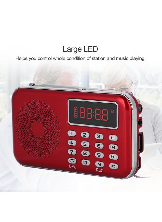 Thoraya - Noise Cancelling FM Radio USB/Storage/AUX Voice Recording MP3 Player Radio with PW Cut Memory ‑ Red - Image 1