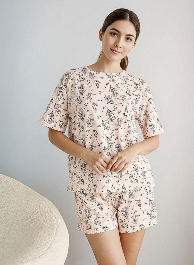 سبلاش فيڤ طقم بيجامة قطنية قميص وشورت - Image 1