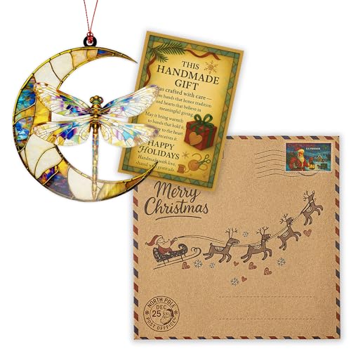 MAILAMCRAFT Dragonfly Gifts for Women, Dragonfly Moon Ornament for Christmas Tree Decoration, Birthday Gift for Mom, Mama Gifts Decor, Hanging Car Charm, Symbol of Love, Hope & Transformation - Image 5